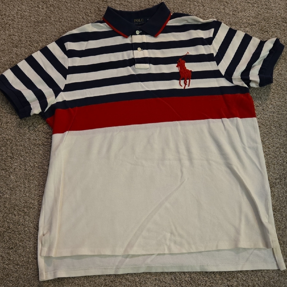 Polo by Ralph Lauren Kids Polo Shirt - Navy, Red, and White Stripes